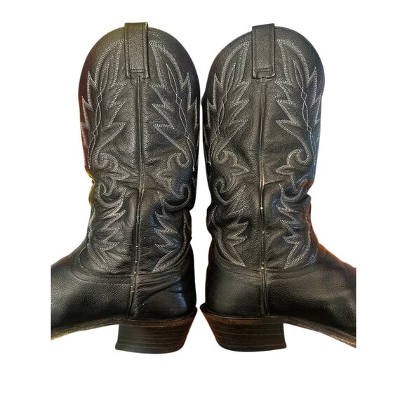 Dan Post Western Cowboy Boots Mens 8.5 Black Leather Embroidered Stitch Rodeo - Picture 10 of 14